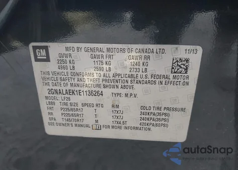 2014 Chevrolet Equinox Ls z USA, uszkodzony, nr VIN 2GNALAEK1E1136264